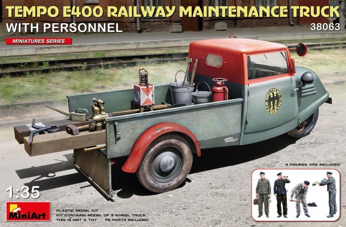 Tempo E400 railway maintenance truck with personnel